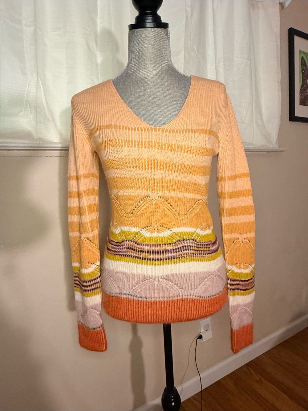 Missoni Italian Women’s V-Neck Striped Knit Sweater